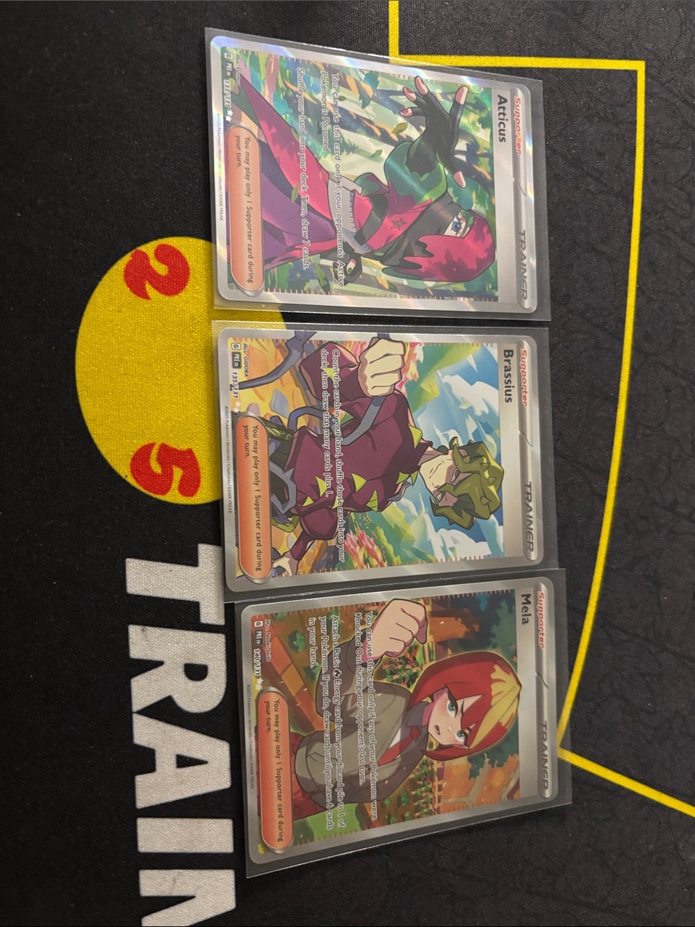 Pokemon Trainer Full Art Cards — Red, Green, Yellow Accents